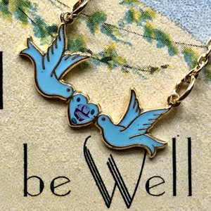 Love birds necklace, blue bird necklace, lovebirds necklace, Sarah coventry Necklace, Bird Necklace, Valentine’s Day, for little girl, gift