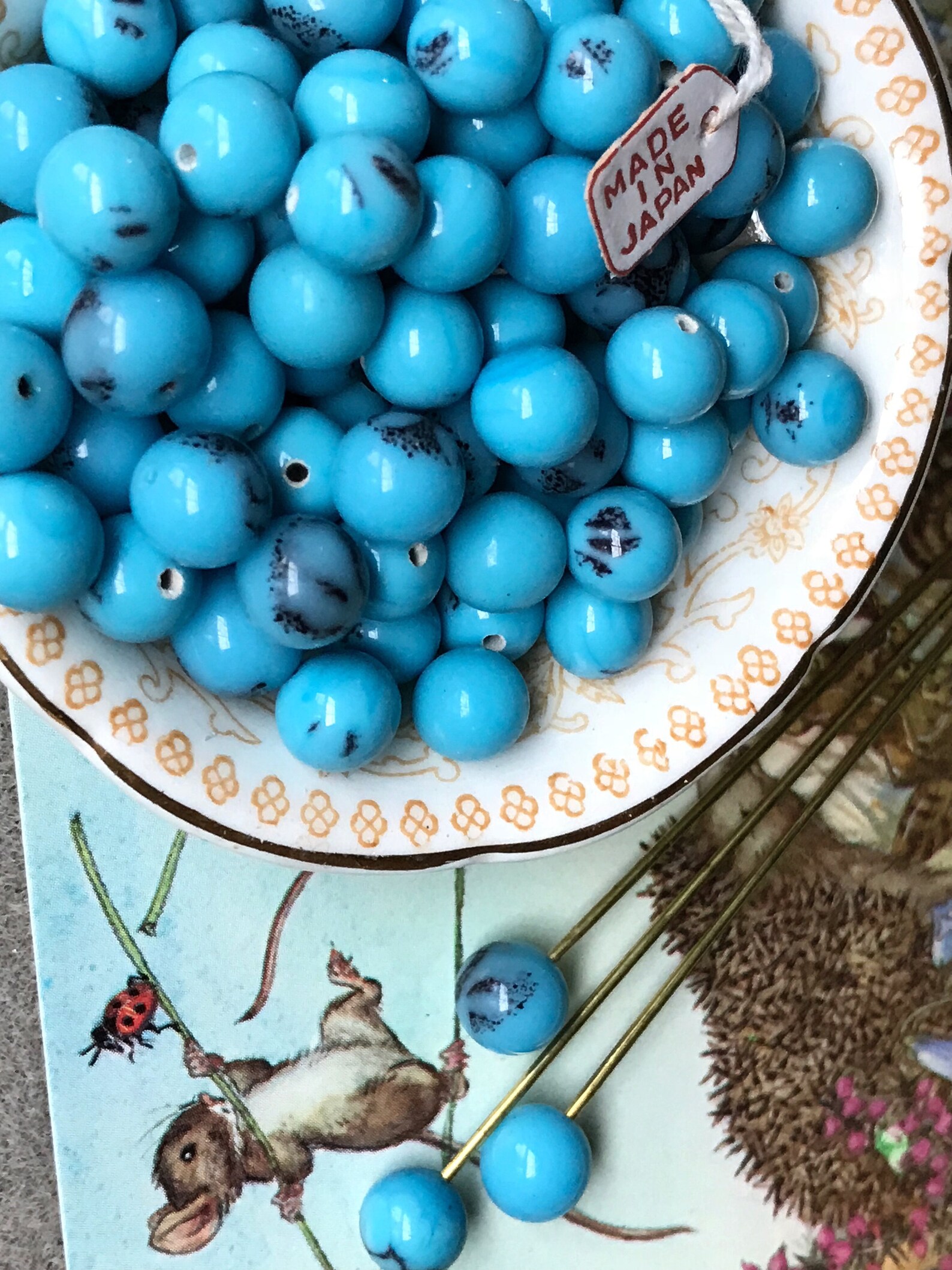 50 Vintage Cherry Brand Miriam Haskell Glass Beads 4mm Japan