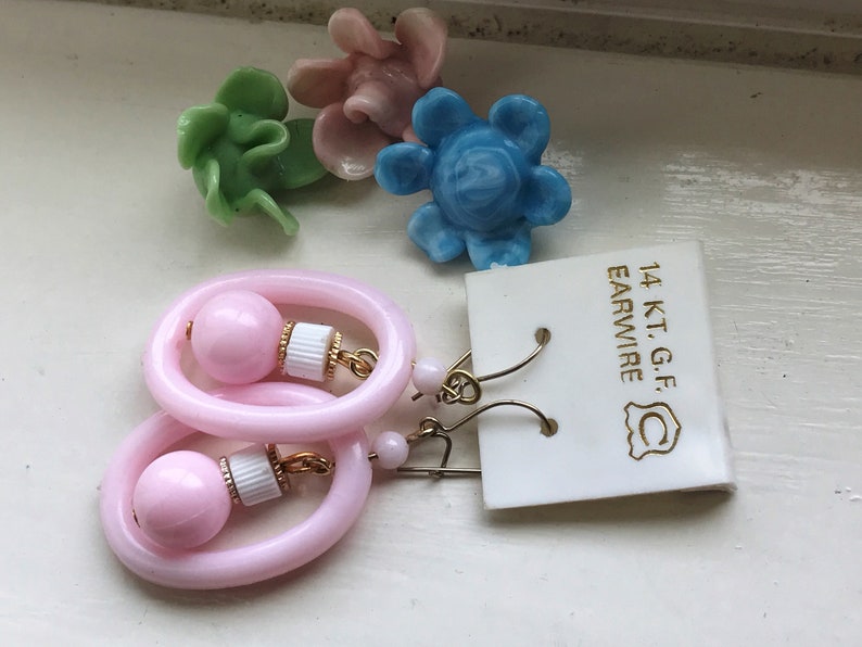Boho earrings, Vintage Cottage Chic Earrings, 14 KT G.F Ear wires, vintagerosefindings, Shabby chic earrings, New, Hong Kong image 8