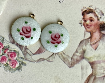 Shabby chic charms, Guilloche Charms, enamel Charms,Findings Flower Charms,Earring Parts,NOS,blue enamel charms,flower charms #760B