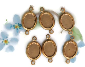 5x7 brass settings Connectors, brass oval Settings with 2 loops, Connectors Antique Brass Oval 5x7mm, oval settings
