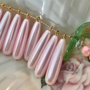 PEARL DROPS, Shabby Chic Charms, Vintage Beads Dangles Drops Teardrop Pearl Japan, long pink pearls, Cottagecore jewelry making supplies
