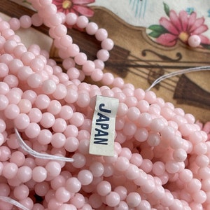 4mm blush Pink Beads, Vintage, Made in Japan, 30pcs