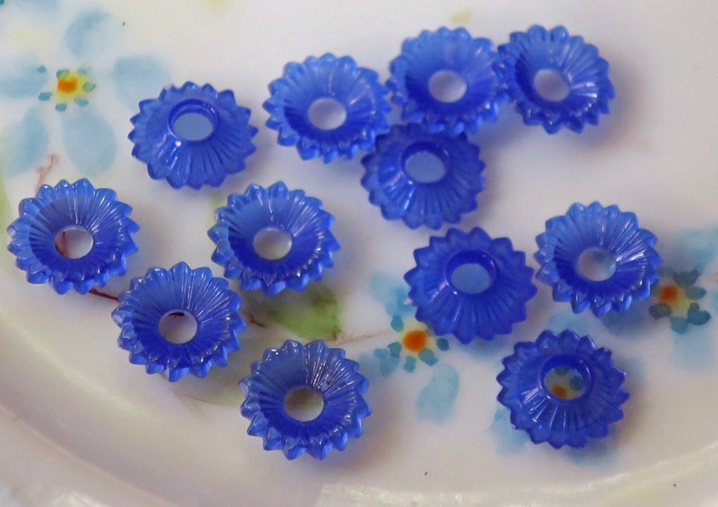 Vintage Flower Beads Blue Flower Beads 10mm Beads Floral Etsy Australia