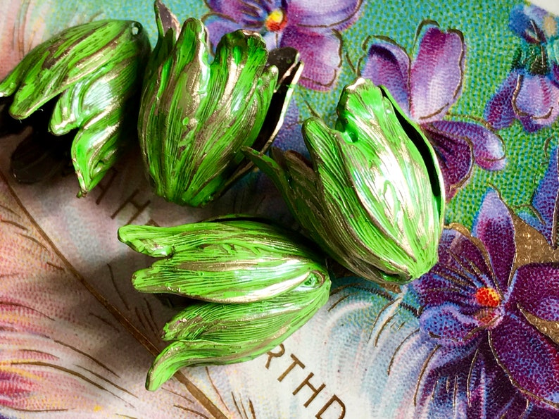 Bead Caps Vintaj Leaf Petal Artsy Blossom Large 22mm Antiqued OX Etched #1412