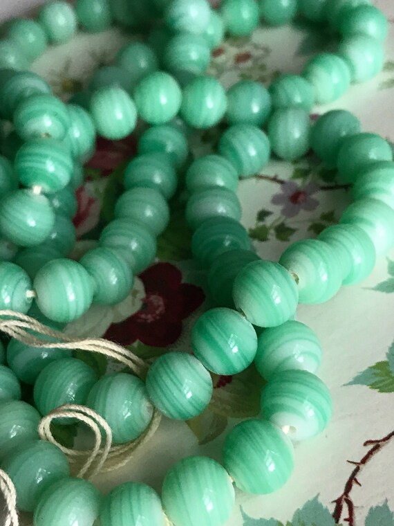 廃盤✳️スワロフスキー boali antique green 置物 SV925 8mm Vintage Jade Beads, Miriam Haskell Glass Beads, Cherry Brand