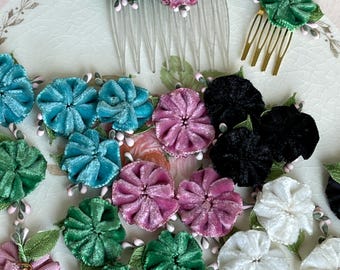 millinery flowers, millinery, Millinery supply,  flower crown, vintage millinery, vintage millinery flowers. Velvet posy, velvet Flowers