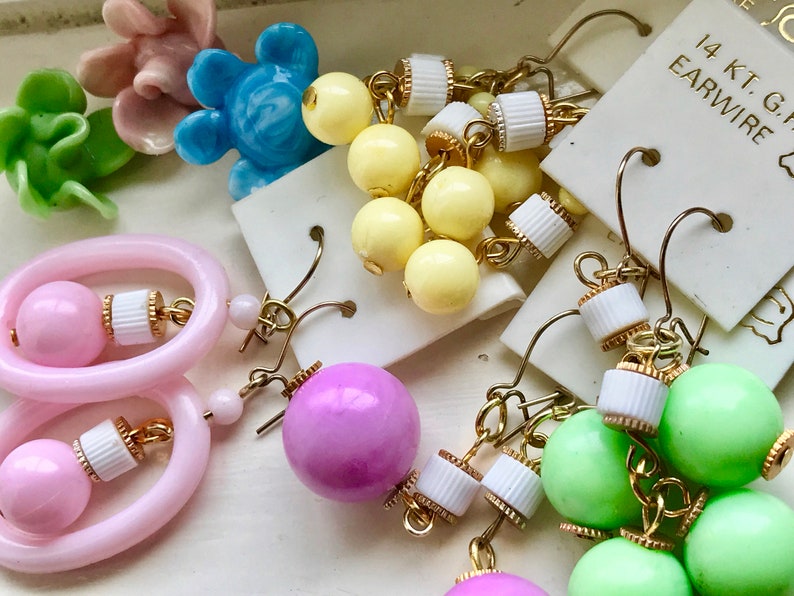 Boho earrings, Vintage Cottage Chic Earrings, 14 KT G.F Ear wires, vintagerosefindings, Shabby chic earrings, New, Hong Kong image 1