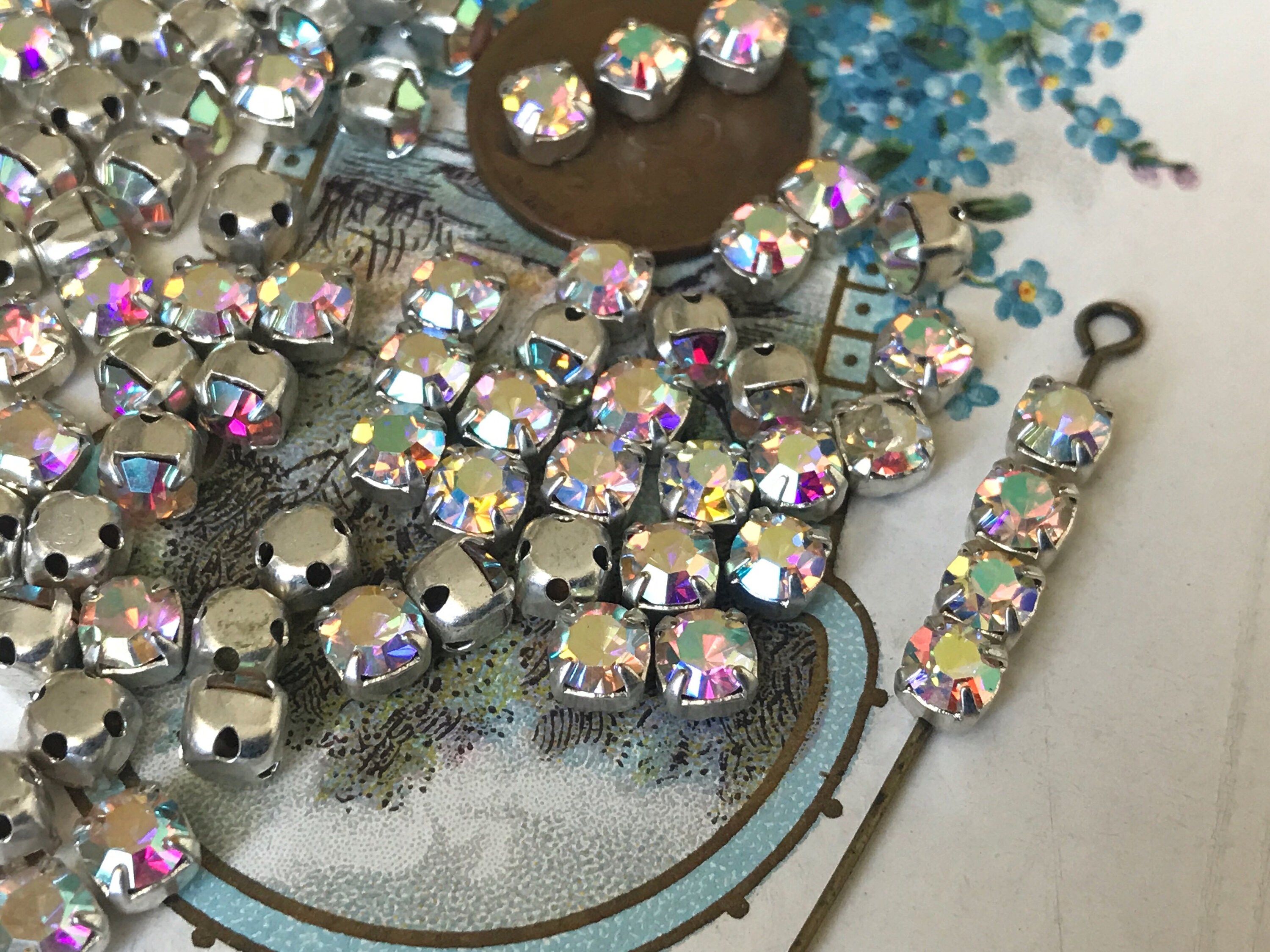 Vintage AB Sew On Rhinestones 5mm Glass Rhinestones B329E Etsy