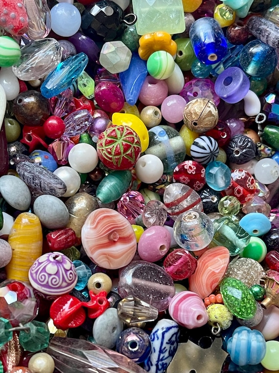 Thrift Bag Beads, Vintage Beads Lot, 3x3
