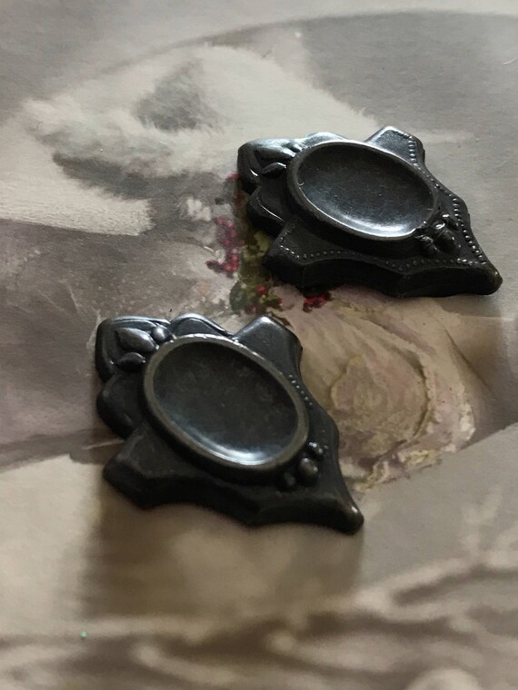 Victorian Brass Oxidized 14x10 Settings – 4-Piece Jewelry Finding – Made In USA