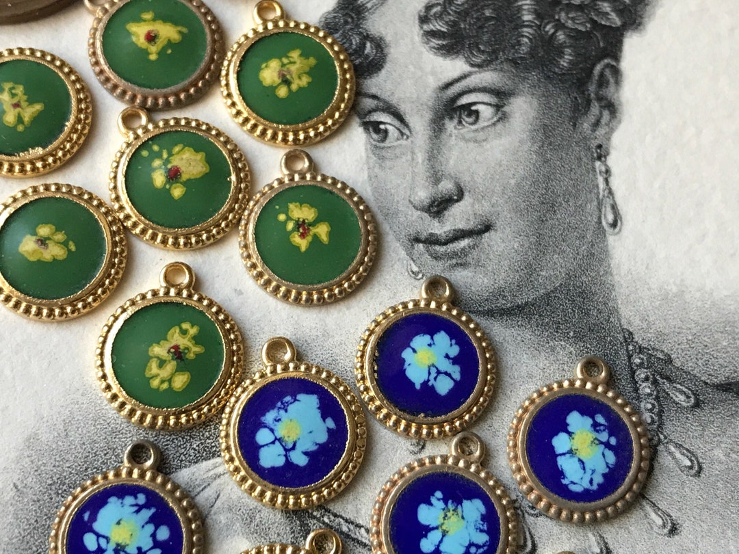 Vintage Enamel Charms Etsy