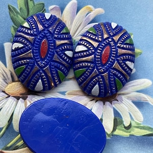 40x30 Glass Cabochon, 1pc, Art Deco, VINTAGE, Western Germany