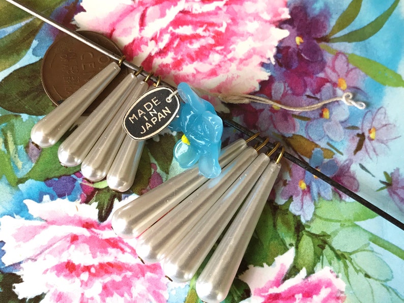 Vintage Pearl Drops Charms Long Pearls Shabby Chic Charms Etsy