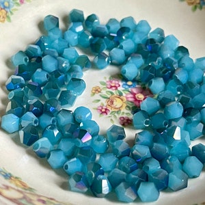 6mm, Aurora Borealis Glass Beads Faceted bicone