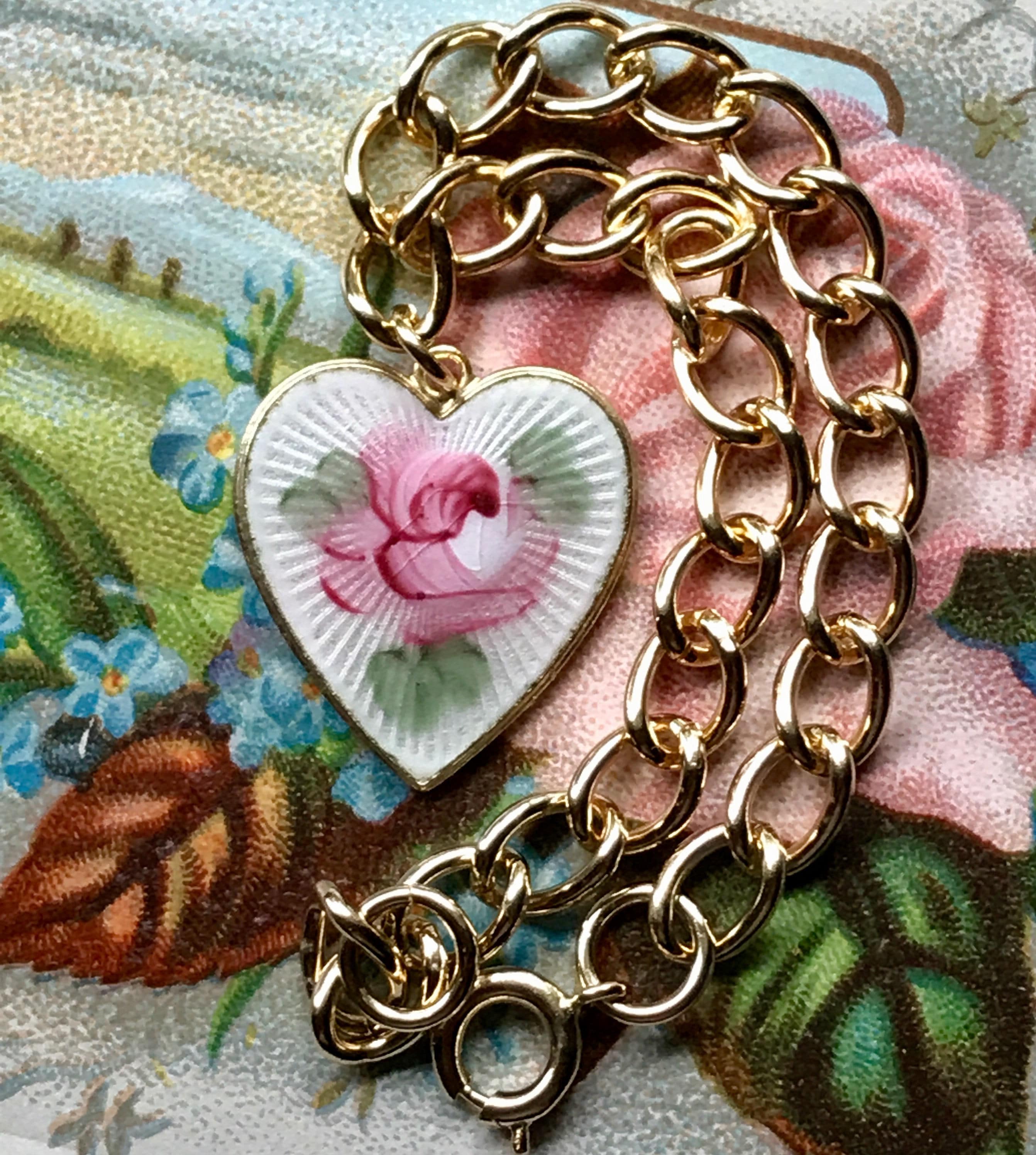 Sarah Coventry Bracelet, Guilloche Heart Bracelet, Vintage 