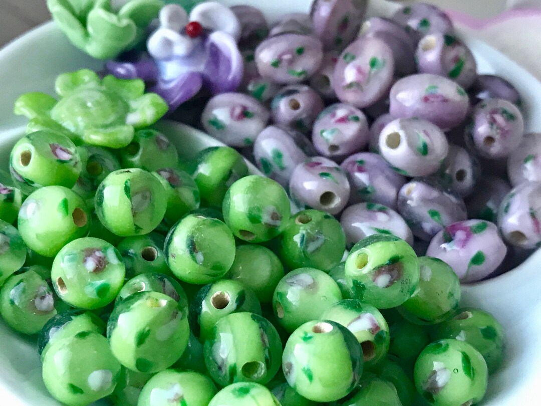Millefiori Beads, Flower Glass Beads, Flowers Rose, 6mm Round Beads