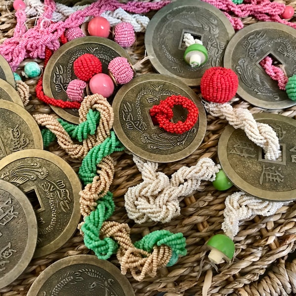 Vintage Chinese Coins for Chinese Sewing basket, Huge Sewing basket Coins, China, Peking Coins, Chinese sewing baskets, Brass Coins, #B303MS