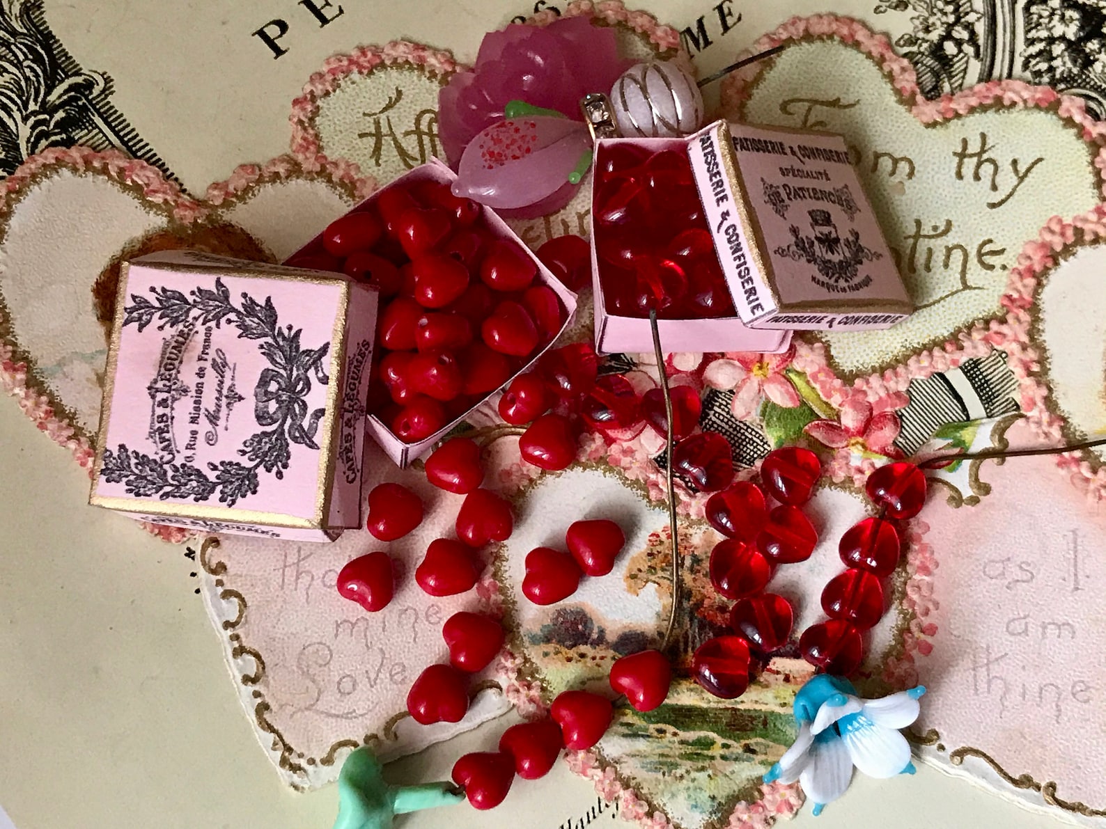 Vintage Heart Beads Ruby Red Hearts Glass Heart Beads Czech Etsy