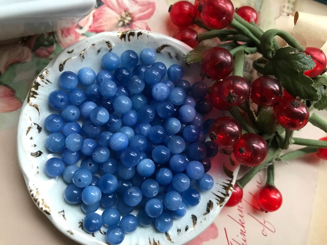 Maine Blueberries Beads, Vintage Beads, Blueberry Beads, 6mm Earrings Etsy