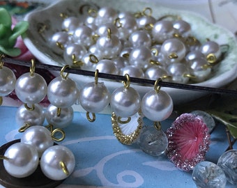 Vintage Pearl Connectors, Two Loops, Vintage Beads, vintagerosefindings