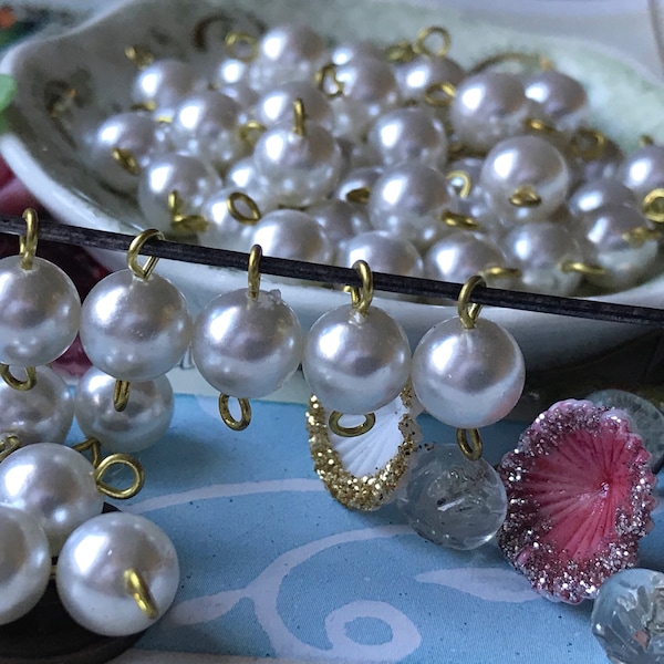 Vintage Pearl Connectors, Two Loops, Vintage Beads, vintagerosefindings