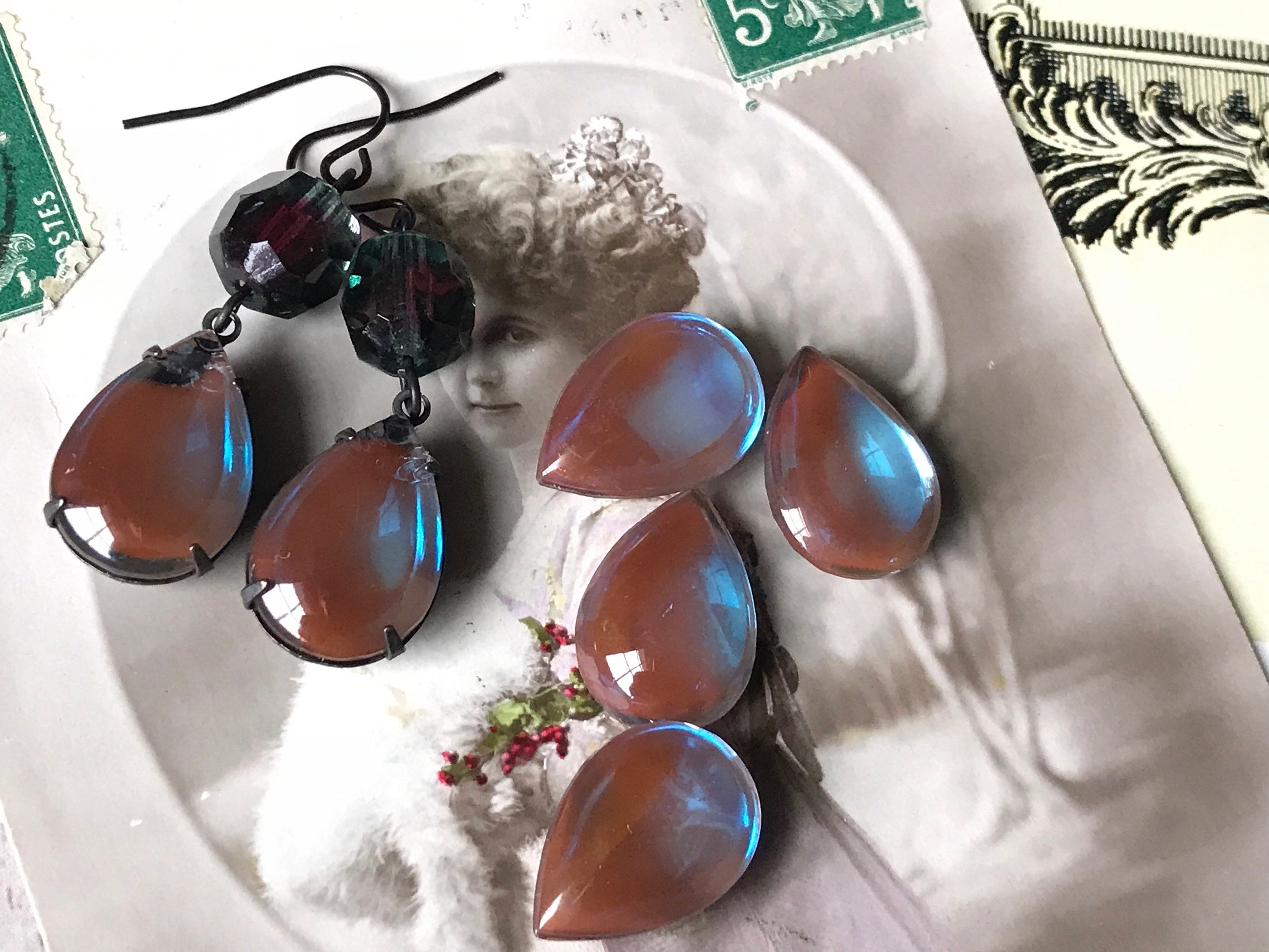 ヴィンテージサフィレットストーン、18/13、1個、ヴィンテージ