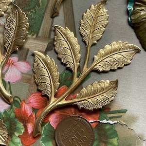 Vintage Leaf Stampings, Rose gold plated, Gold plated, 2pcs
