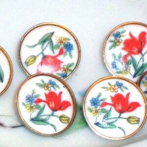 Vintage Glass Buttons Japan Japanese Button Flowers Limoges One of Kind ...
