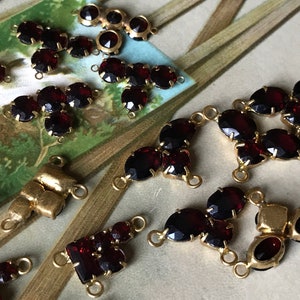 Swarovski Connectors, Garnet stones connectors, Red Rhinestone Connectors, Ruby, Garnet Red Connectors, Vintagerosefindings immagine 6