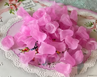 Vintage Lucite Tulip Beads, Undrilled Flower Cabochons, Jewelry Making Supplies