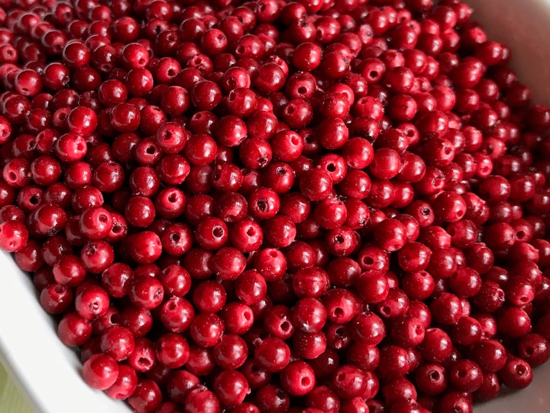 50pcs Cranberry Beads, 4mm, Red Beads, VINTAGE, Acrylic image 3