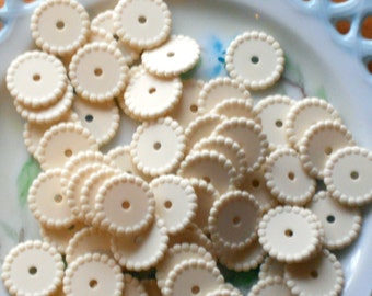 thumbnail image 2 of Vintage Cream Acrylic Beads – 3x14mm Round Disc Spacers For Jewelry Making (Pack Of 24) 2 of 5