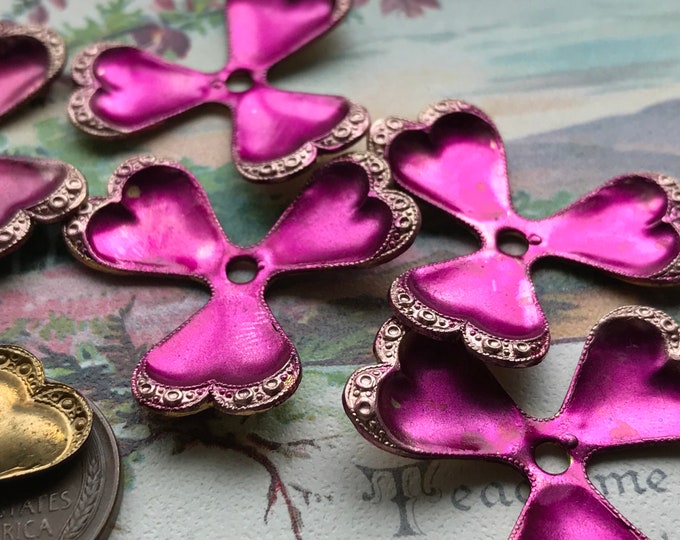 Victorian Metal Flowers Etched Flowers Vintage Enamel Flower Etsy