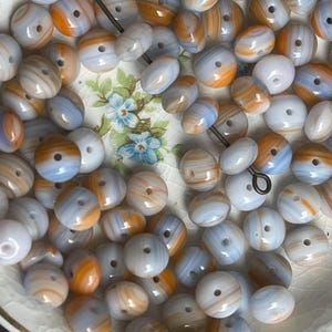 Swirl glass Spacer beads, 4x7 beads, czech beads Peach