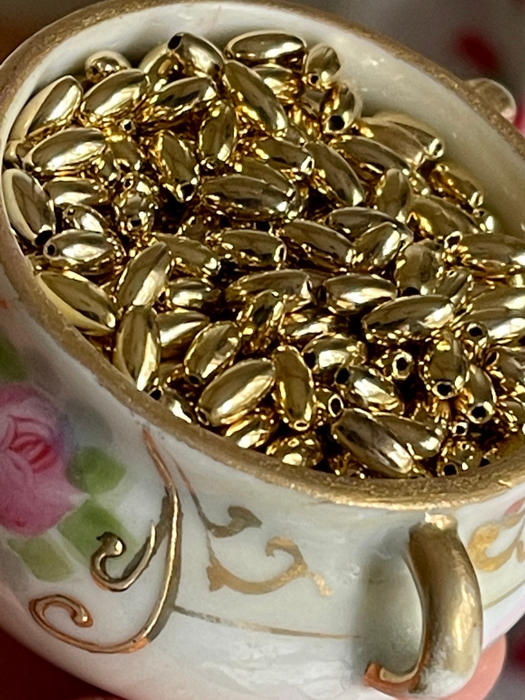 Gold Rice Beads, VINTAGE 40pcs, 3x7mm Etsy