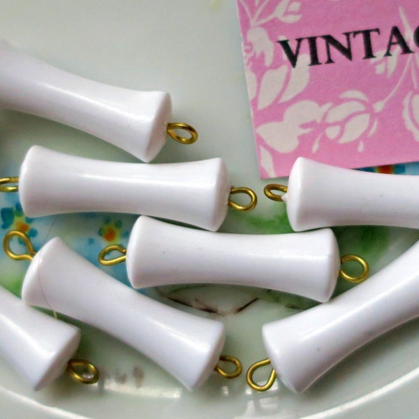 Shabby chic white connectors,Vintage Lucite Connectors, Tube beads,Brass Loops, Dog Bone beads,White Dangles, cottage, NOS Milk White #542