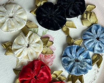 millinery flowers, millinery, Millinery supply,  flower crown, vintage millinery, vintage millinery flowers. Velvet posy, velvet Flowers
