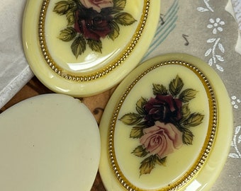 Cabujón de flores de 30 x 40, 2 piezas, vintage, acrílico