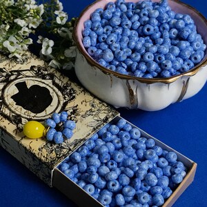 Viburnum Berry Seed Beads – Tiny 4mm Blue Glass Beads For Jewelry Making #1006J