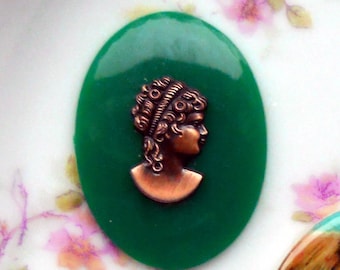 Vintage Cameo Cabochon Raised Victorian Style Jewelry Making 30x40mm NOS. #1594A