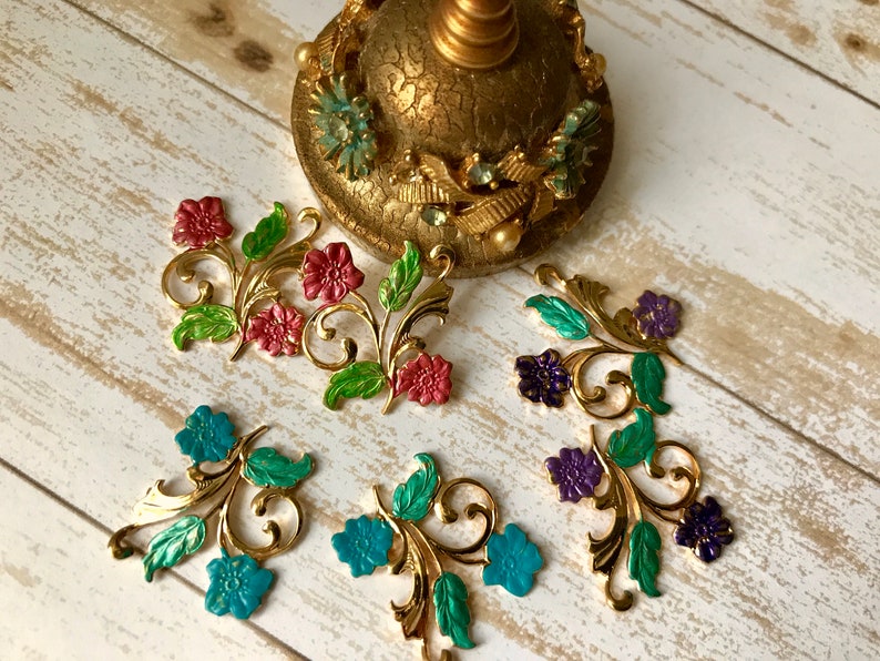 Ornate Victorian Scroll Vintage Style Raw Brass Connector 3 Ornate Victorian Scroll Vintage Style Raw Brass Connector 3