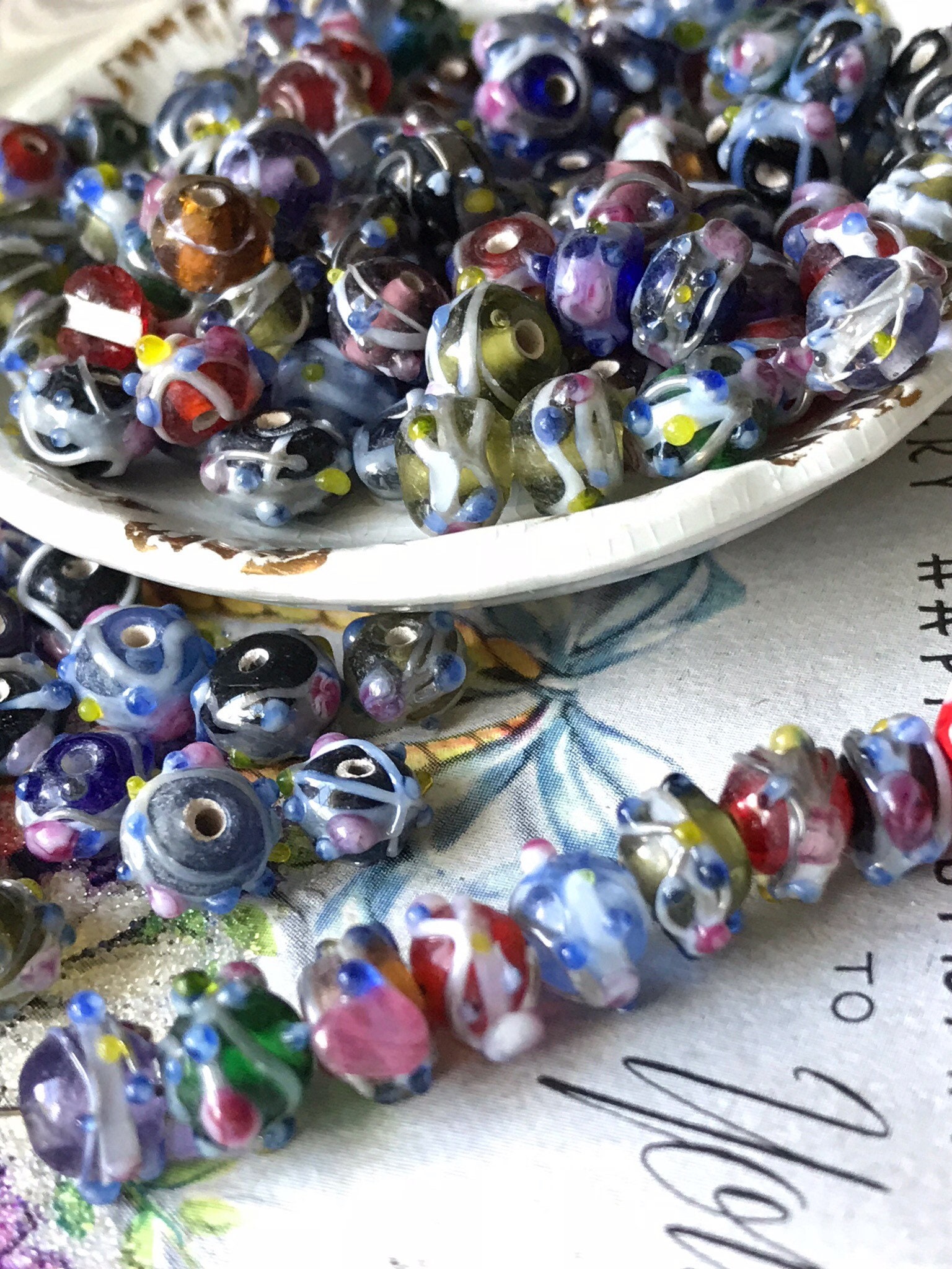 Vintage Wedding Cake Beads Glass Beads Art Colorful - Etsy