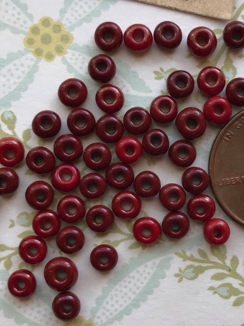 4mm Beads Vintage Glass Beads Bulk Beads Cherry Red Beads Etsy