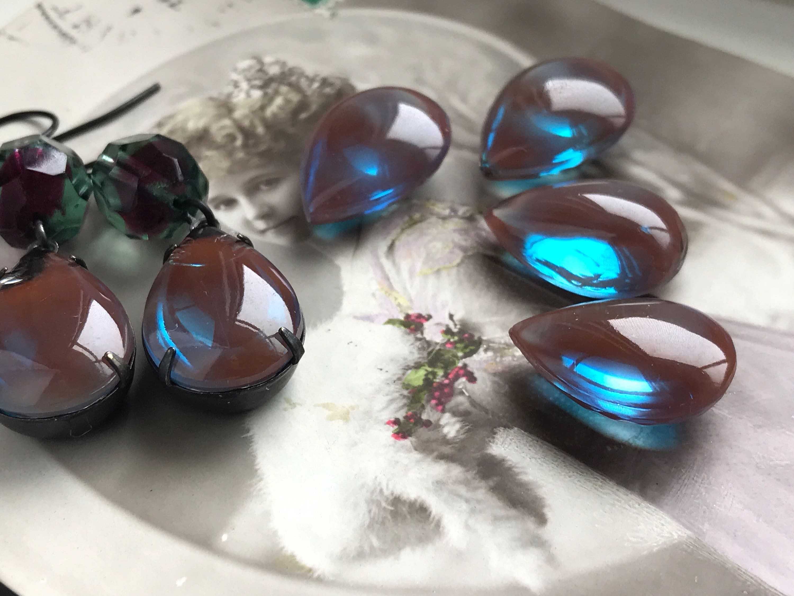 ヴィンテージサフィレットストーン、18/13、1個、ヴィンテージ