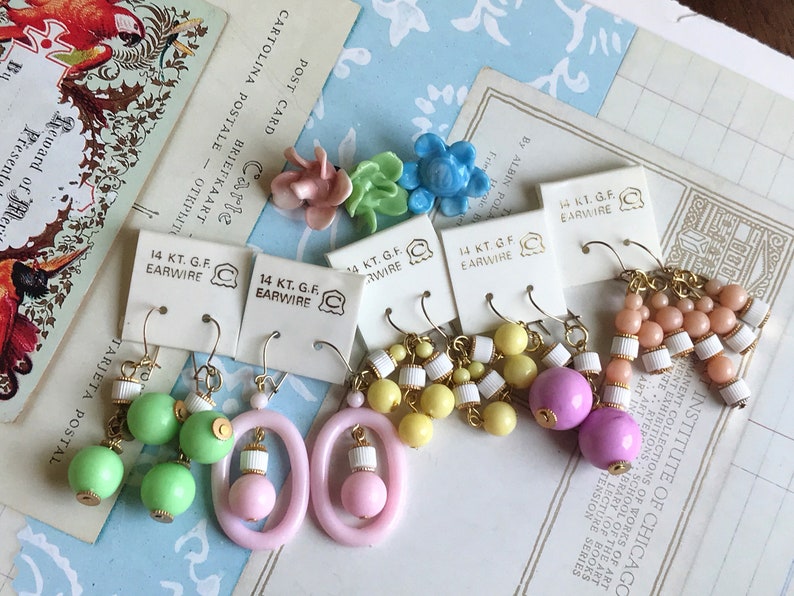 Boho earrings, Vintage Cottage Chic Earrings, 14 KT G.F Ear wires, vintagerosefindings, Shabby chic earrings, New, Hong Kong image 3