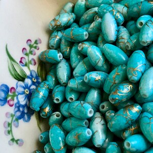 25 Vintage Turquoise Beads Acrylic Beads 11x6 Ovals Rice - Etsy