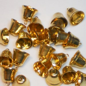 8 Vintage Bells Charms Bell Findings Components Brass 9mm Connectors NOS. 1180 image 1