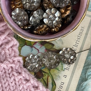 Antique Swarovski Glass Buttons, Victorian, 1/2&quot;, 6pcs, Castlecore buttons, castle buttons, vintage glass buttons