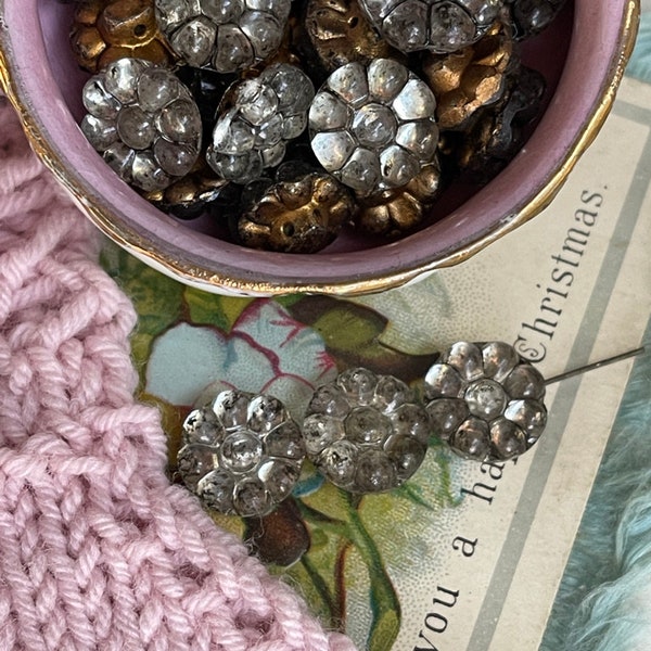 Antique Swarovski Glass Buttons, Victorian, 1/2", 6pcs